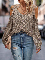 Loose Long Sleeve Geometric Casual Regular Blouse