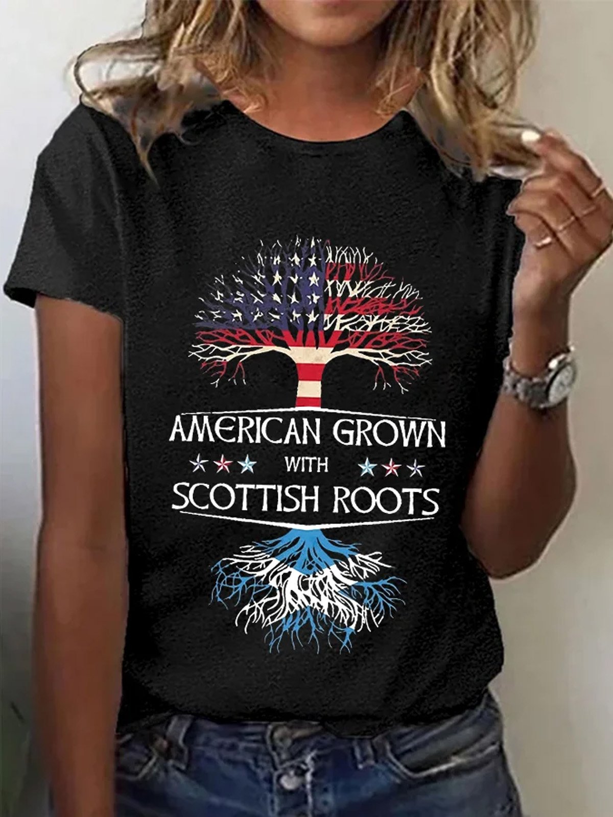 Casual Short Sleeve Crew Neck Leaf Loose Regular T-Shirt