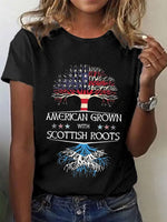 Casual Short Sleeve Crew Neck Leaf Loose Regular T-Shirt