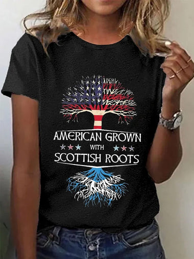 Casual Short Sleeve Crew Neck Leaf Loose Regular T-Shirt