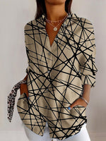 Casual Long Sleeve Shirt Collar Geometric Regular Shirt