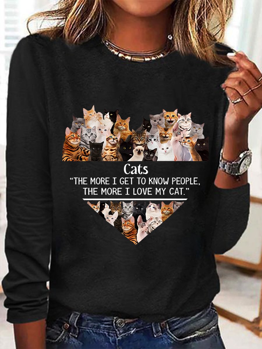 Casual Long Sleeve Crew Neck Animal Loose Regular T-Shirt