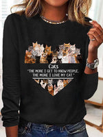 Casual Long Sleeve Crew Neck Animal Loose Regular T-Shirt