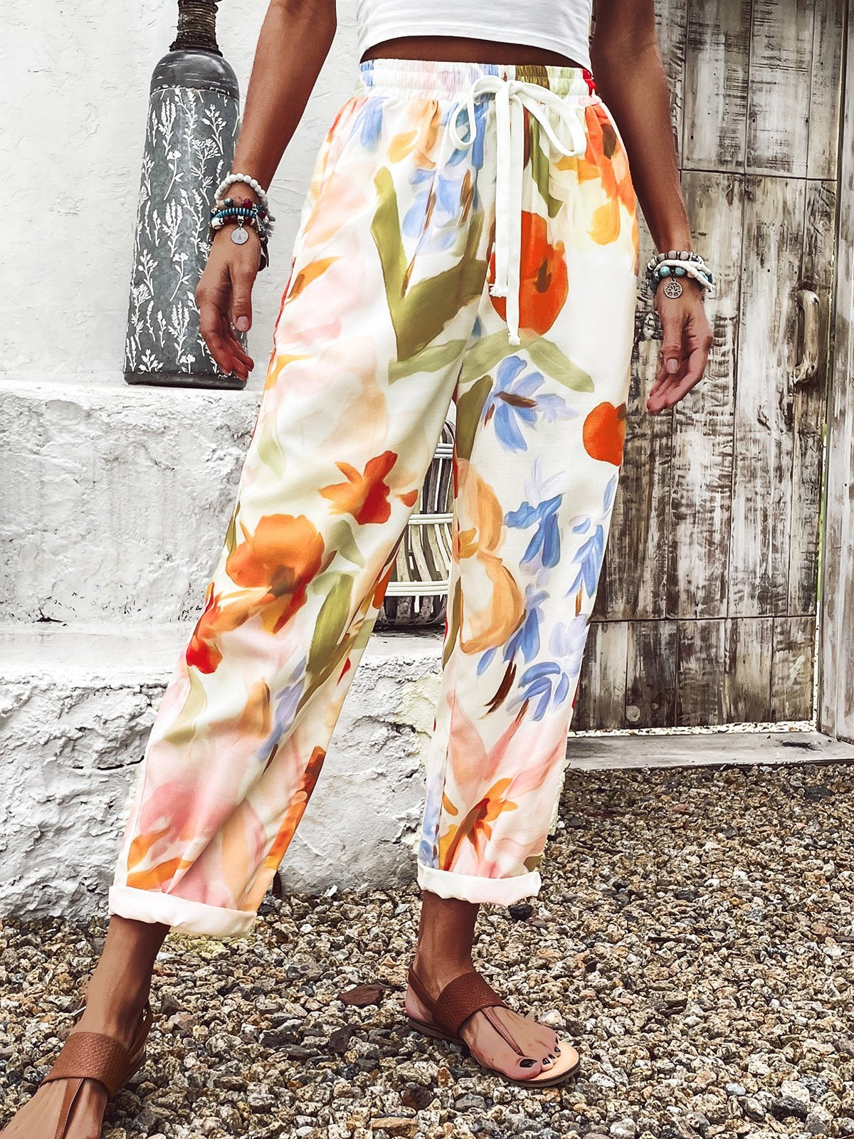 Casual Floral Loose Long Pants