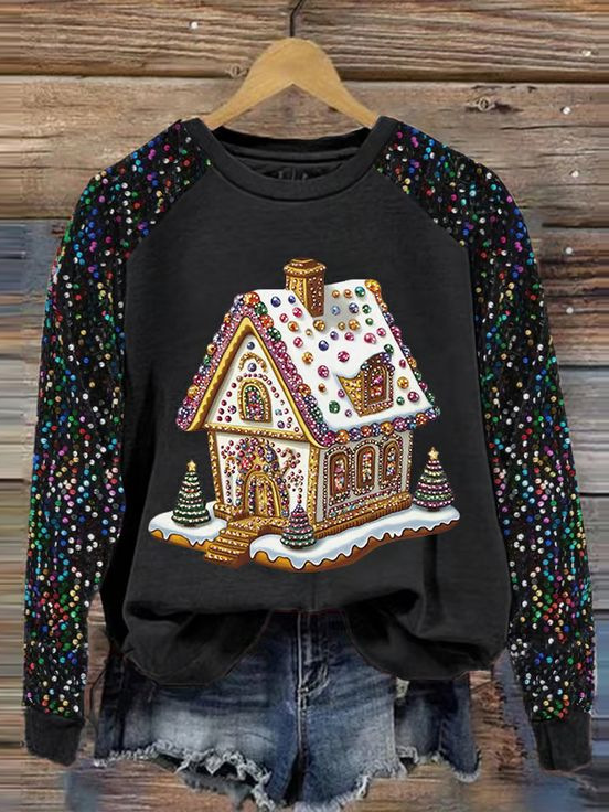 Loose Long Sleeve Crew Neck Animal Casual Regular Sweatshirt