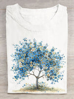 Loose Short Sleeve Crew Neck Floral Casual Regular T-Shirt