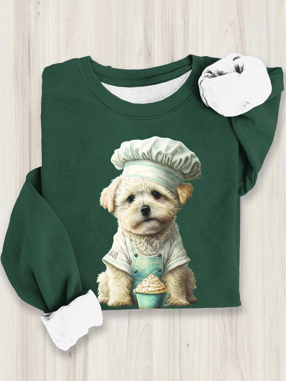 Casual Long Sleeve Crew Neck Dog Loose Regular T-Shirt