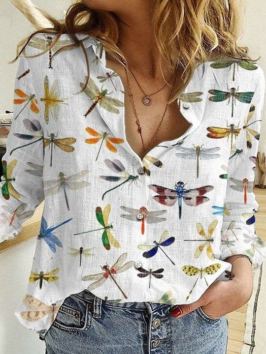 Loose Long Sleeve Shirt Collar Ethnic Casual Regular Shirt