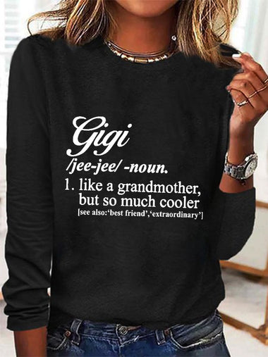 Simple Long Sleeve Crew Neck Text Letters Regular Blouse