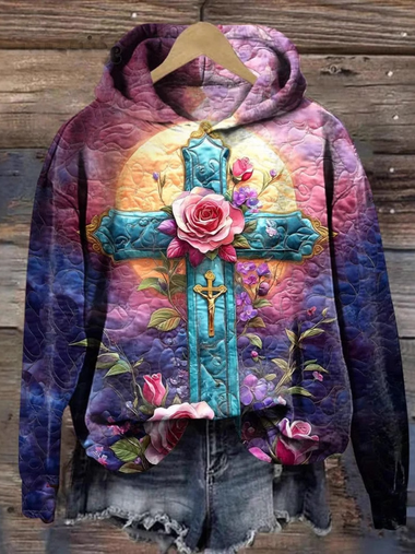 Casual Long Sleeve Hoodie Geometric Loose Regular Sweatshirt