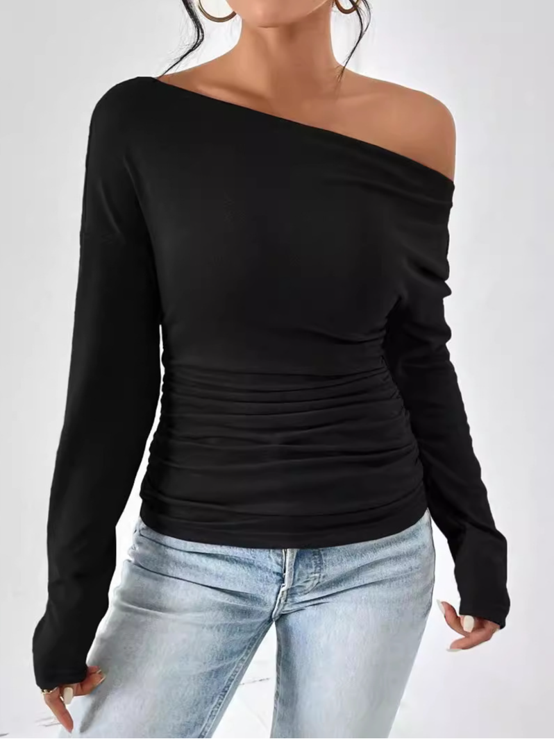 Casual Long Sleeve Plain Loose Regular Blouse