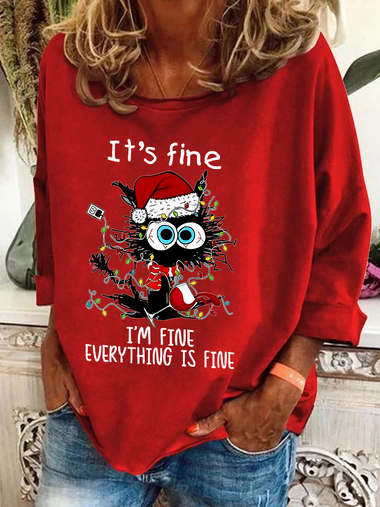 Casual Long Sleeve Crew Neck Christmas Loose Regular Sweatshirt