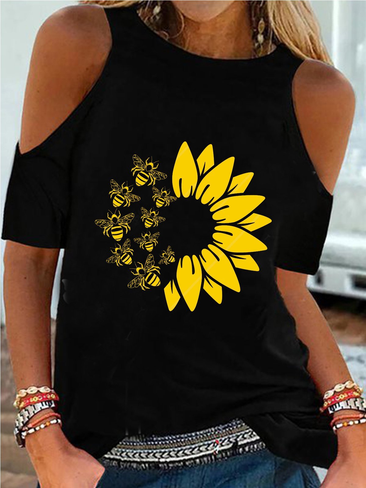 Casual Short Sleeve Crew Neck Printed Regular T-Shirt