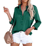 Casual Long Sleeve Shirt Collar Plain Loose Regular Shirt