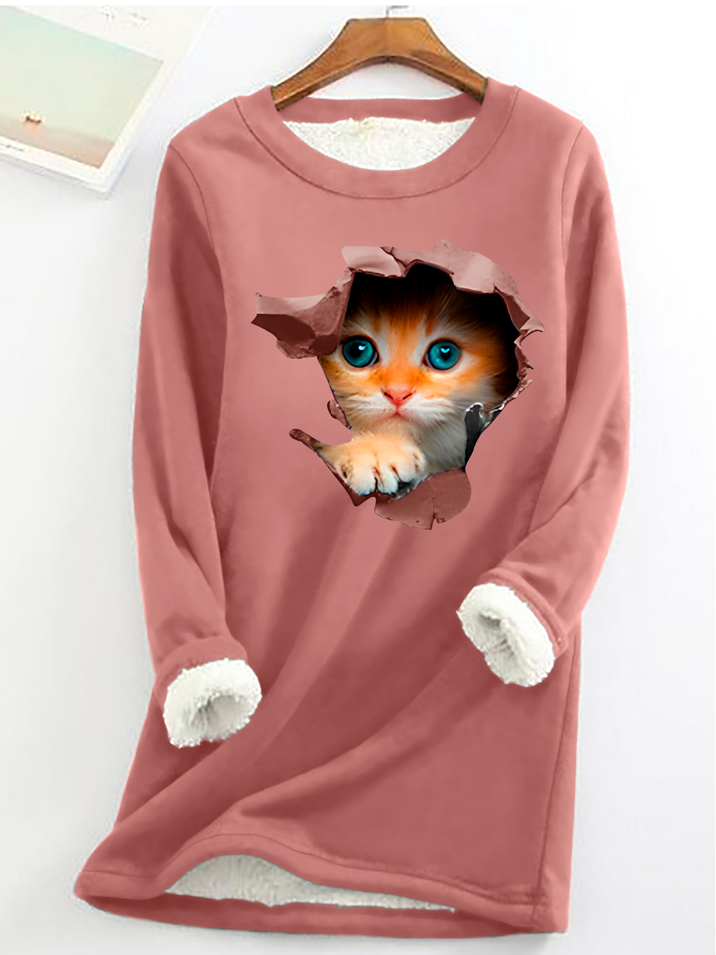 Long Sleeve Crew Neck Cat Casual Regular Sweatshirt