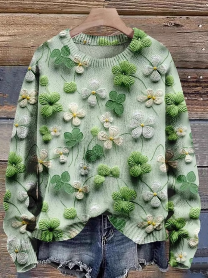 Casual Long Sleeve Crew Neck Floral Loose Regular Sweatshirt