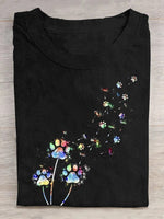 Loose Short Sleeve Crew Neck Dandelion Casual Regular T-Shirt