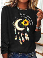 Casual Long Sleeve Crew Neck Floral Loose Regular T-Shirt