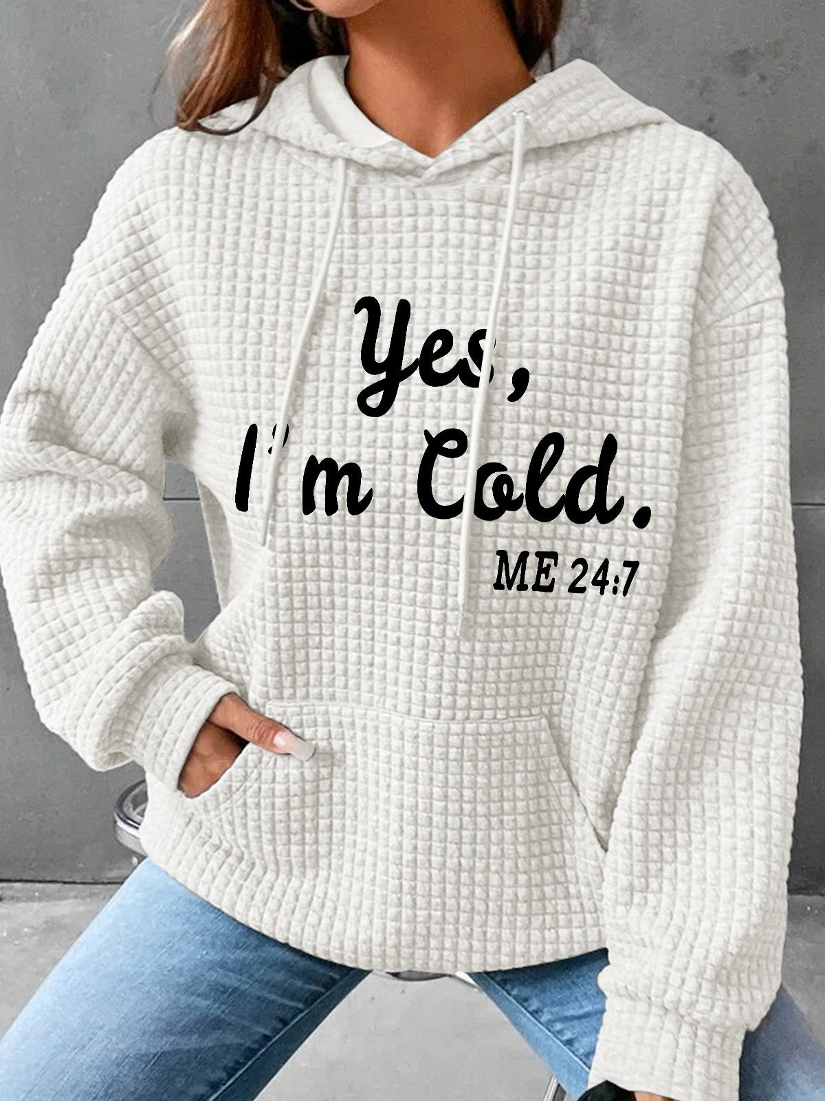 Loose Long Sleeve Hoodie Text Letters Casual Regular Hoodie