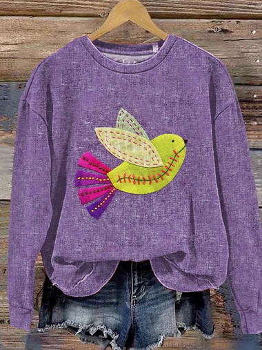 Casual Long Sleeve Crew Neck Animal Loose Regular Sweatshirt