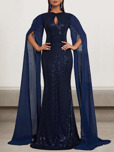 Sexy Long Sleeve Crew Neck Plain Tight Maxi Dress