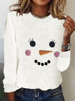 Loose Long Sleeve Crew Neck Geometric Casual Regular T-Shirt