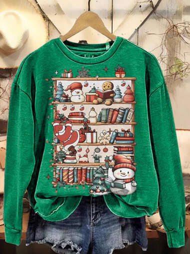 Casual Long Sleeve Crew Neck Christmas Loose Regular Sweatshirt