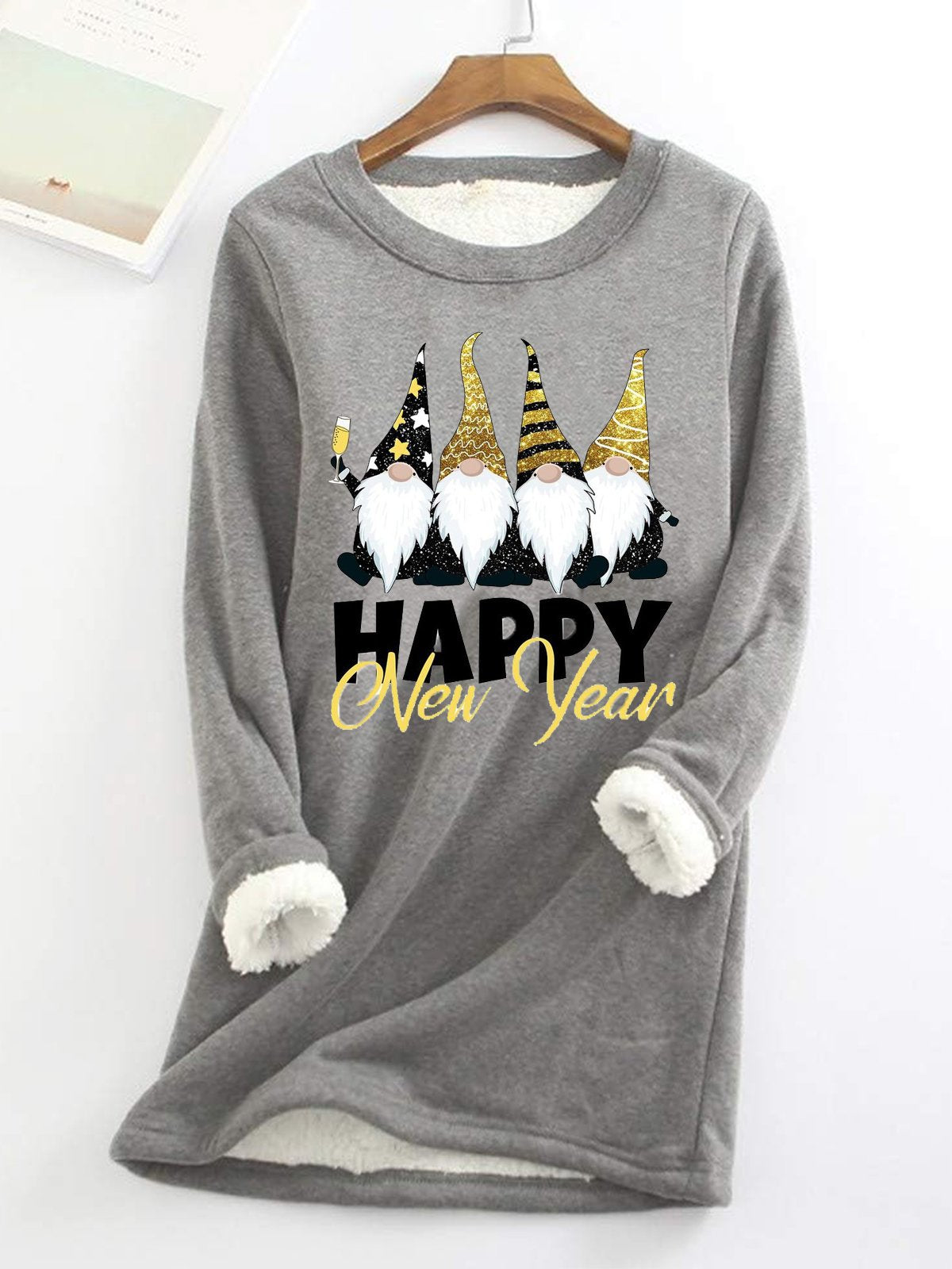 Loose Long Sleeve Crew Neck Christmas Casual Mid-Long Sweatshirt