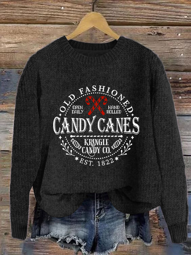 Simple Long Sleeve Crew Neck 3D Printing Santa Claus Loose Regular Sweater