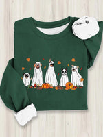 Loose Long Sleeve Crew Neck Halloween Casual Regular T-Shirt