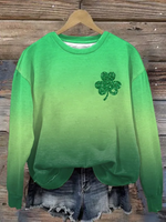 Loose Long Sleeve Crew Neck Shamrock Casual Regular Sweatshirt