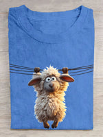 Casual Short Sleeve Crew Neck Animal Loose Regular T-Shirt
