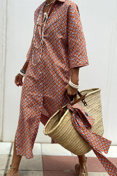 Casual Long Sleeve Plaid Lace Maxi Dress