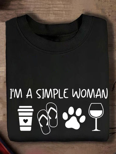 Casual Long Sleeve Crew Neck Text Letters Loose Regular Sweatshirt