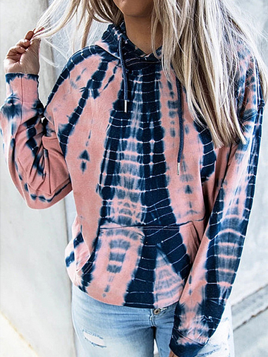 Loose Long Sleeve Hoodie Geometric Casual Regular Sweatshirt