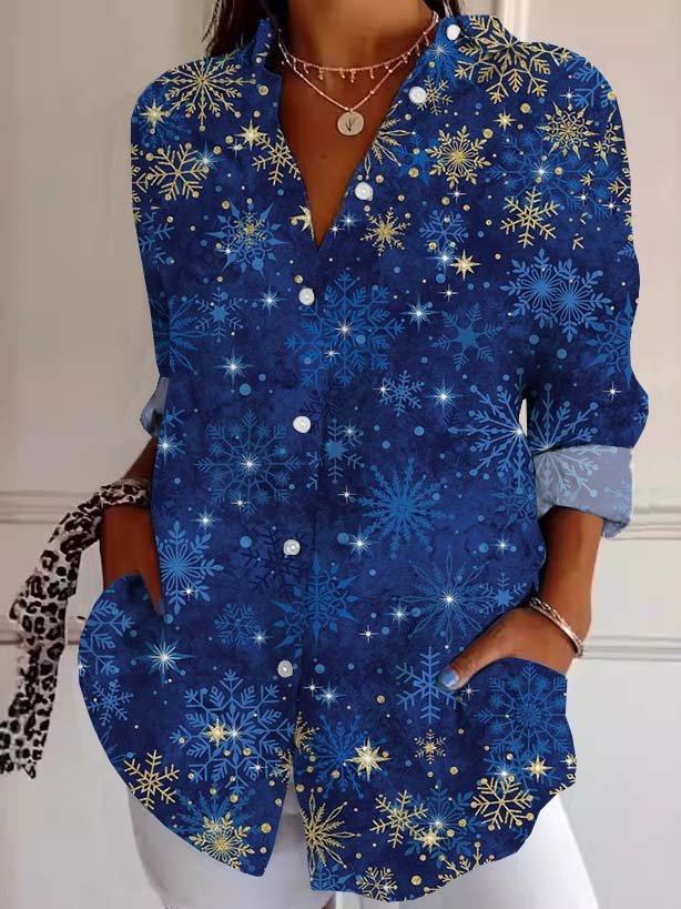 Casual Three Quarter Sleeve Shirt Collar Geometric Regular Shirt