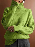 Loose Long Sleeve Turtleneck Plain Casual Regular Sweater