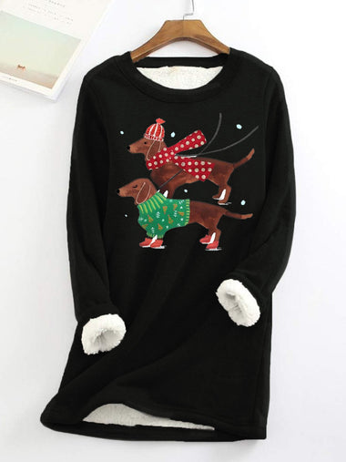 Loose Long Sleeve Crew Neck Christmas Casual Mid-Long Sweatshirt