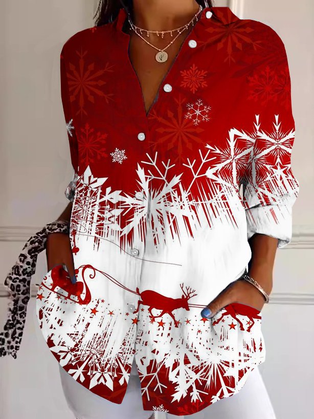 Casual Three Quarter Sleeve Shirt Collar Floral Regular Shirt