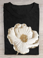 Casual Short Sleeve Crew Neck Floral Loose Regular T-Shirt