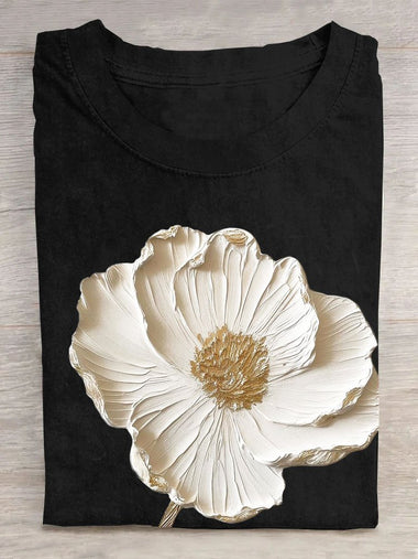 Casual Short Sleeve Crew Neck Floral Loose Regular T-Shirt