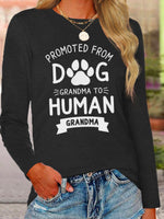 Casual Long Sleeve Crew Neck Letter Pattern Loose Regular T-Shirt