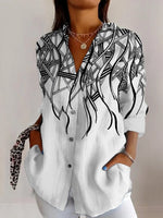 Casual Long Sleeve Shirt Collar Geometric Regular Shirt