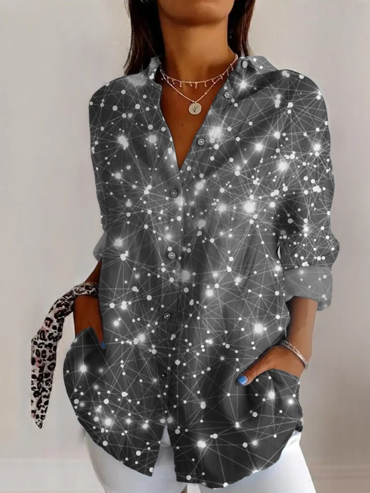 Long Sleeve Shirt Collar Geometric Casual Regular Shirt