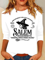 Long Sleeve Crew Neck Letter Pattern Casual Regular T-Shirt
