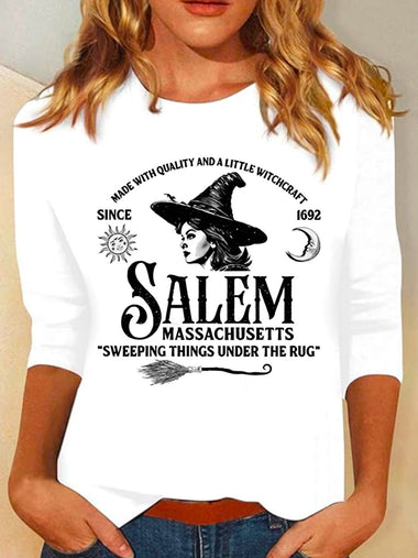 Long Sleeve Crew Neck Letter Pattern Casual Regular T-Shirt