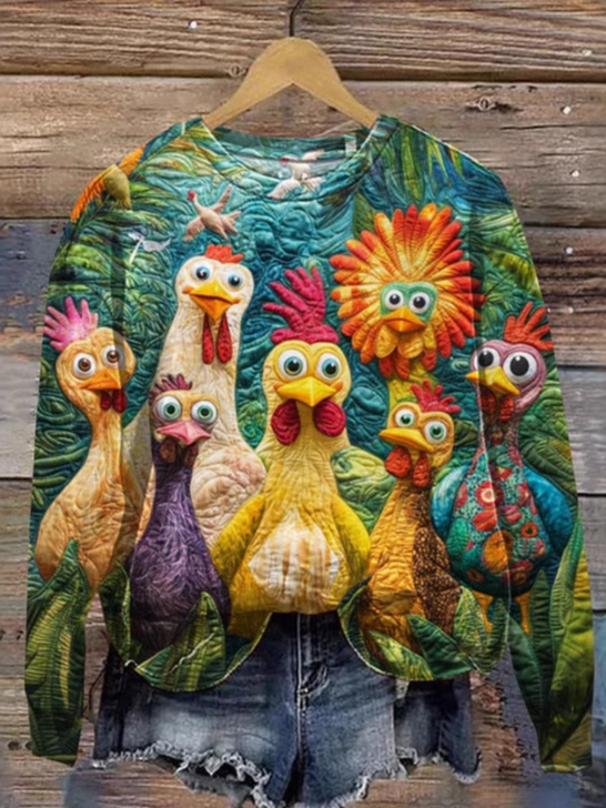 Casual Long Sleeve Crew Neck Animal Loose Regular Sweatshirt