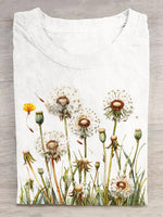 Loose Short Sleeve Crew Neck Dandelion Casual Regular T-Shirt
