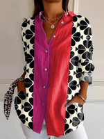 Casual Long Sleeve Shirt Collar Striped Loose Regular Shirt