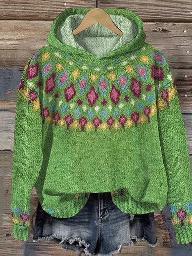 Loose Long Sleeve Hoodie Ethnic Casual Regular Sweatshirt